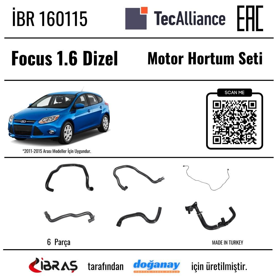 İBRAŞ MOTOR HORTUM SETİ 1.6 DURATORQ DV6 FOCUS 11> İBR 160115 160115